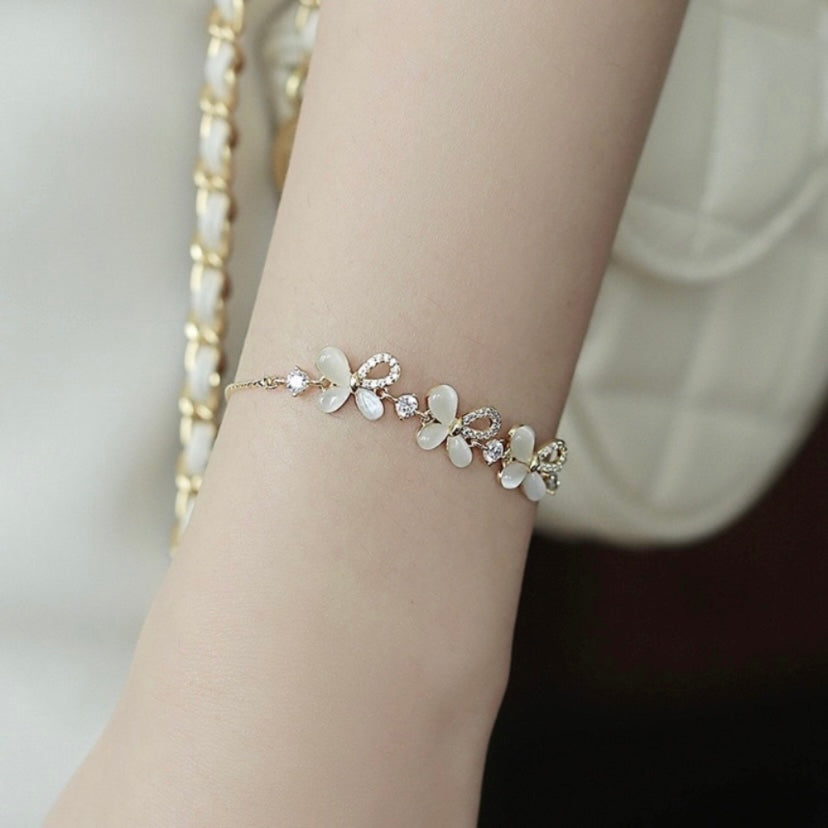 Adjustable Crystal Butterfly Charm Bracelet for Women