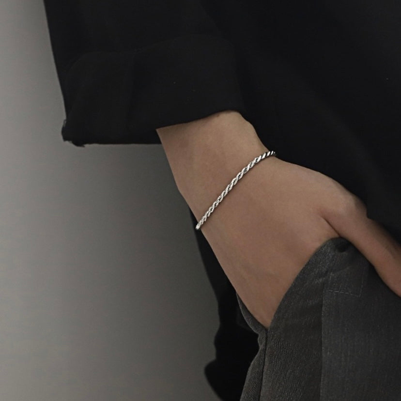 925 Silver Plated Link Chain Bracelet for Men Women