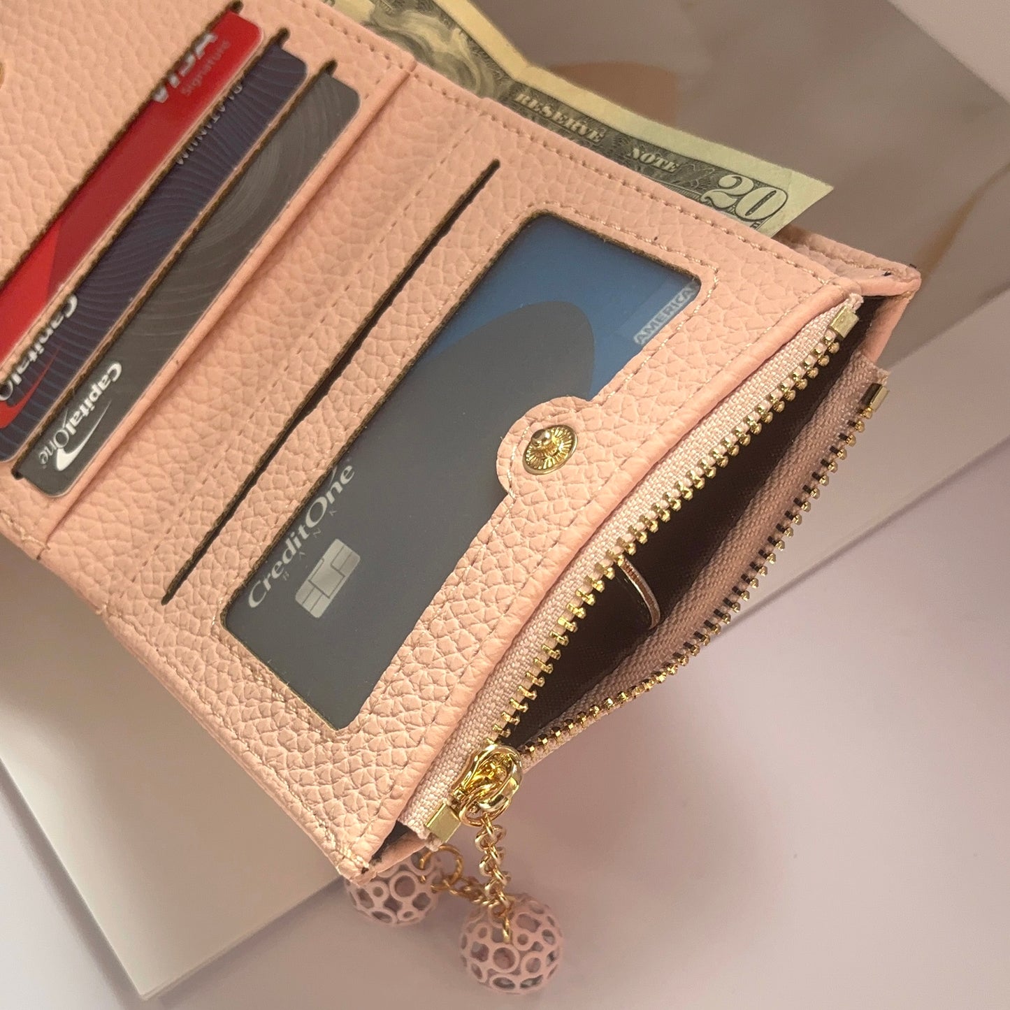 Wallet for Women,Bifold Snap Closure Short Wallet,Credit Card Holder Coin Purse with ID Window