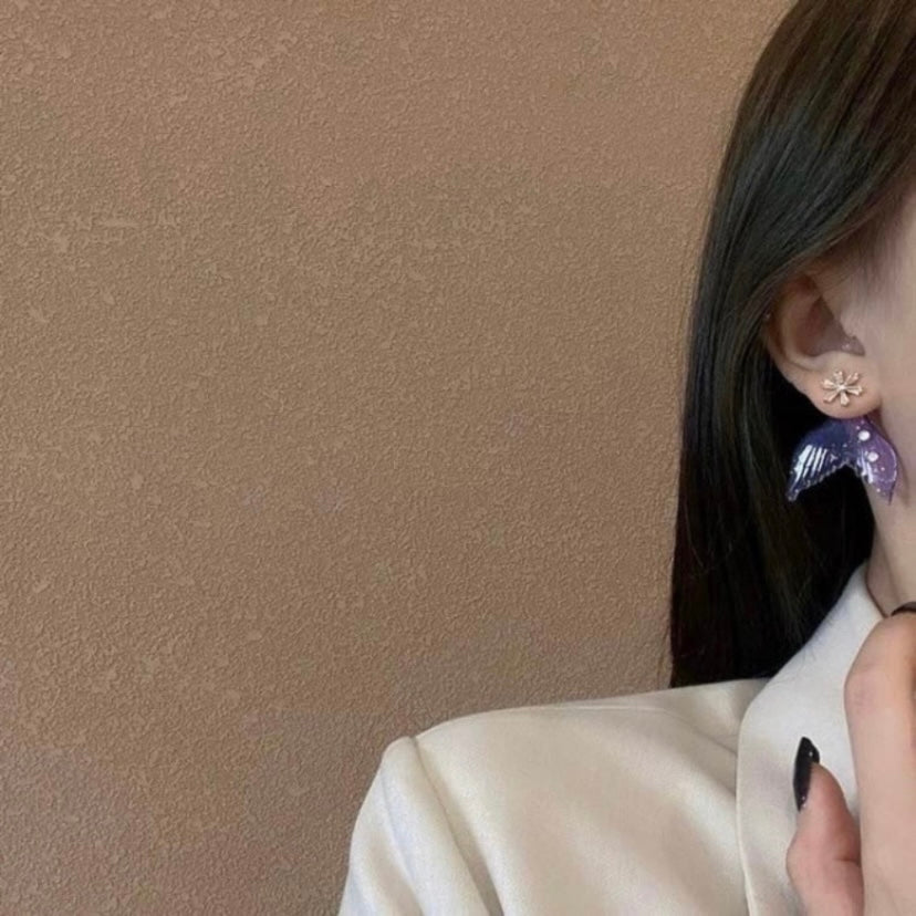 Light Purple Fantasy Fishtail Stud Earrings for Women