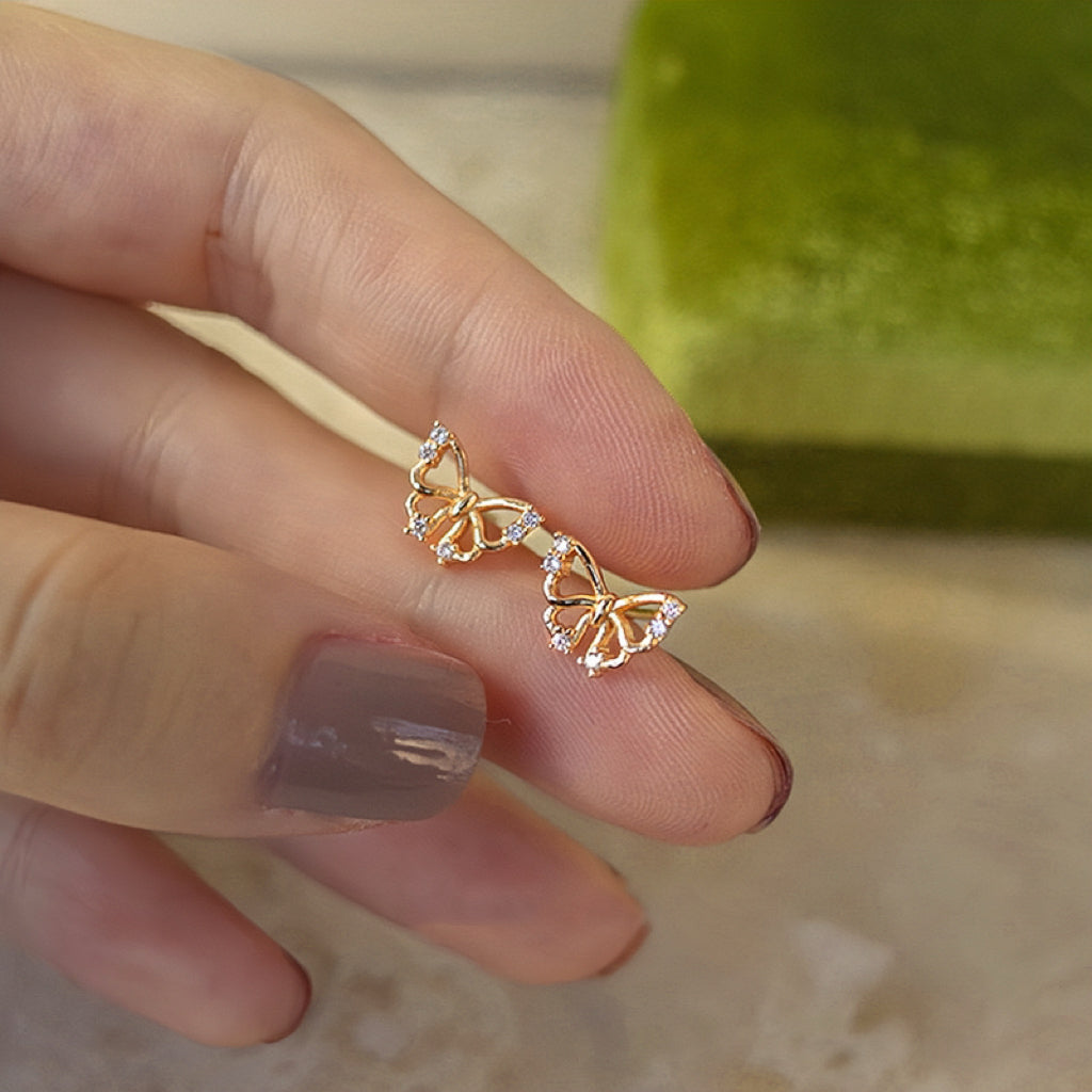 Small Tiny CZ Butterfly Stud for Women