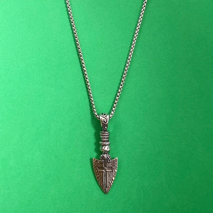 Titanium Steel Arrow Cross Pendant Necklace for Men Women,Hip Hop Necklace
