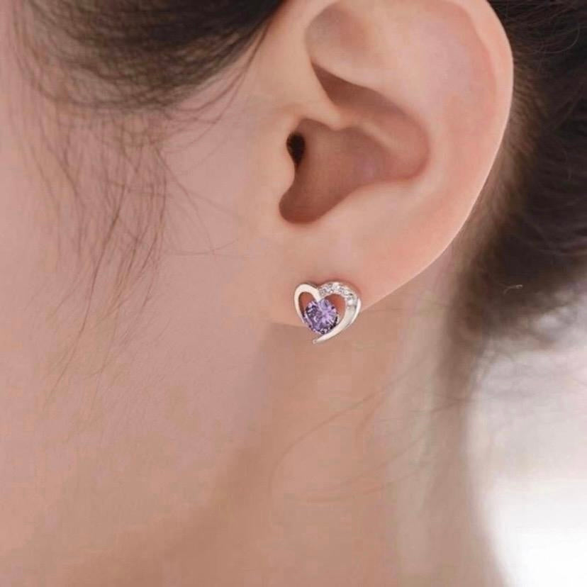 CZ Cubic Zirconia Love Heart Stud Earrings for Women