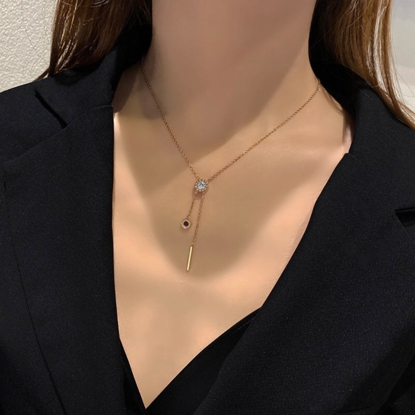 14K Rose Gold Plated Clock Pendant Necklace for Women