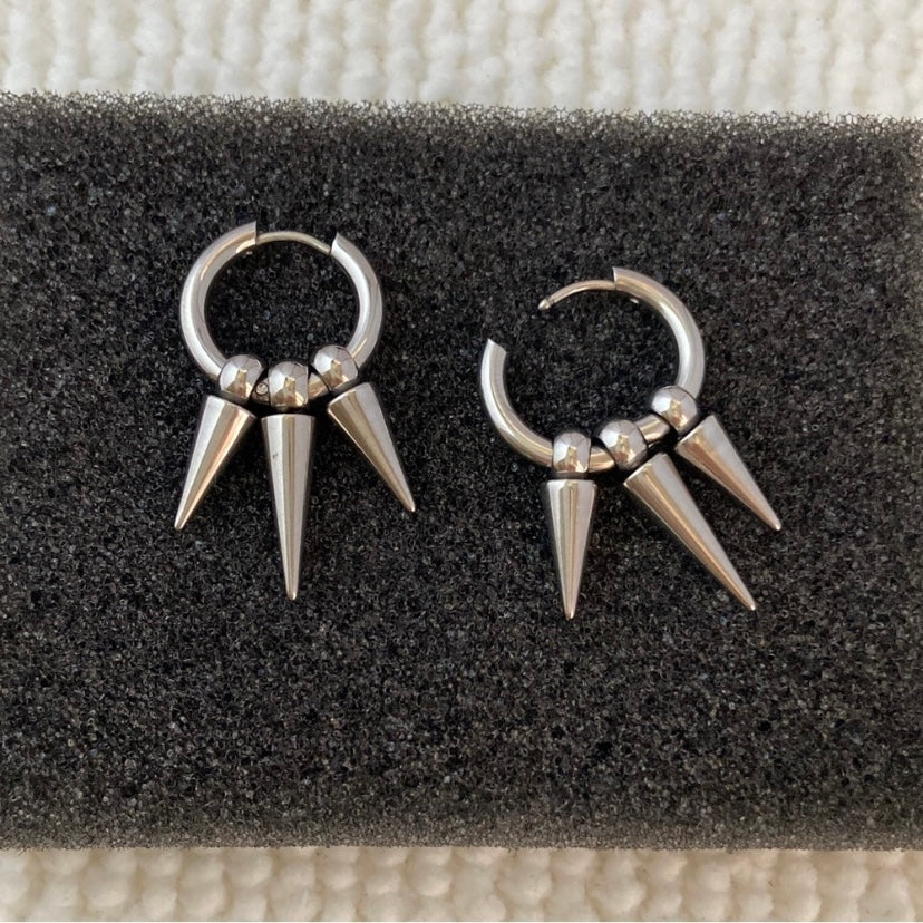 Stainless Steel Geometry Triangle Cone Dangle Drop Earrings for Men Women