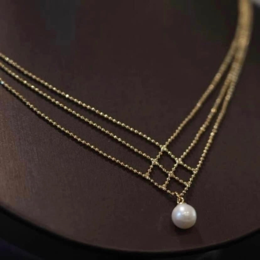 18K Gold Plated White Pearl Pendant Necklace for Women
