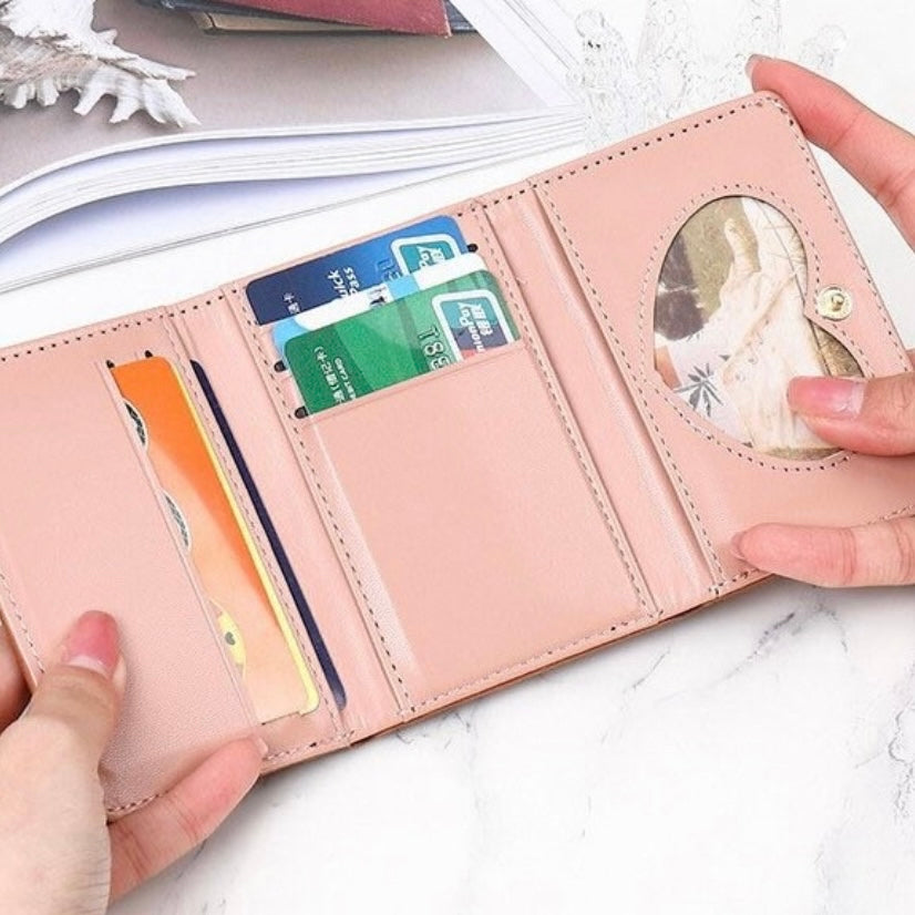 Short Wallet for Women,Snap Closure Trifold Wallet,Credit Card Holder with ID Window