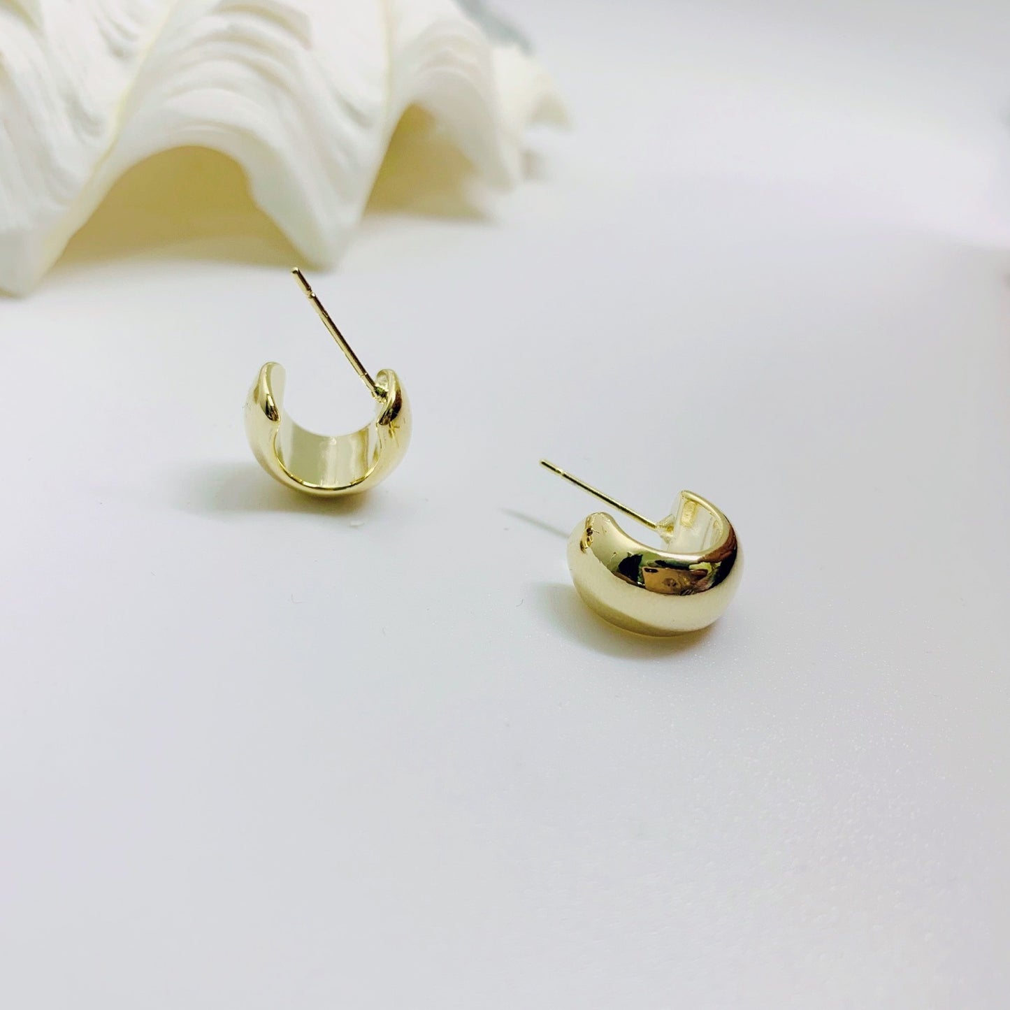 18K Gold Plated Chunky Stud Earrings for Women