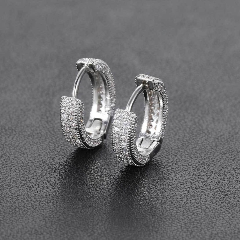 925 Silver Plated Huggie Hoop Earrings for Men Women