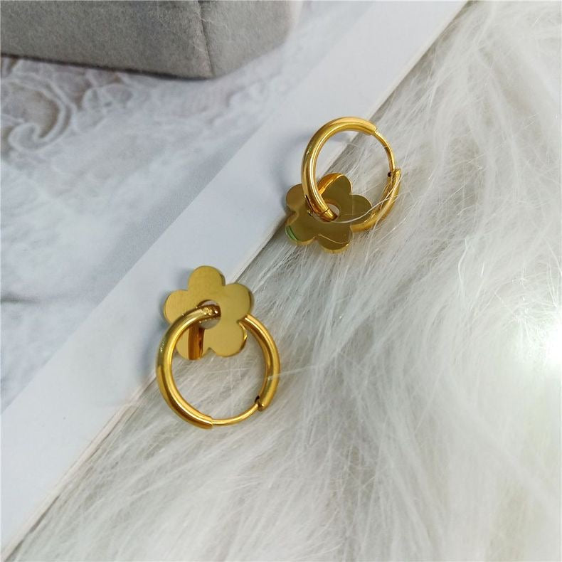 Flower Dangle Drop Earrings for Women 2 in 1 Design Fashion Elegant Style