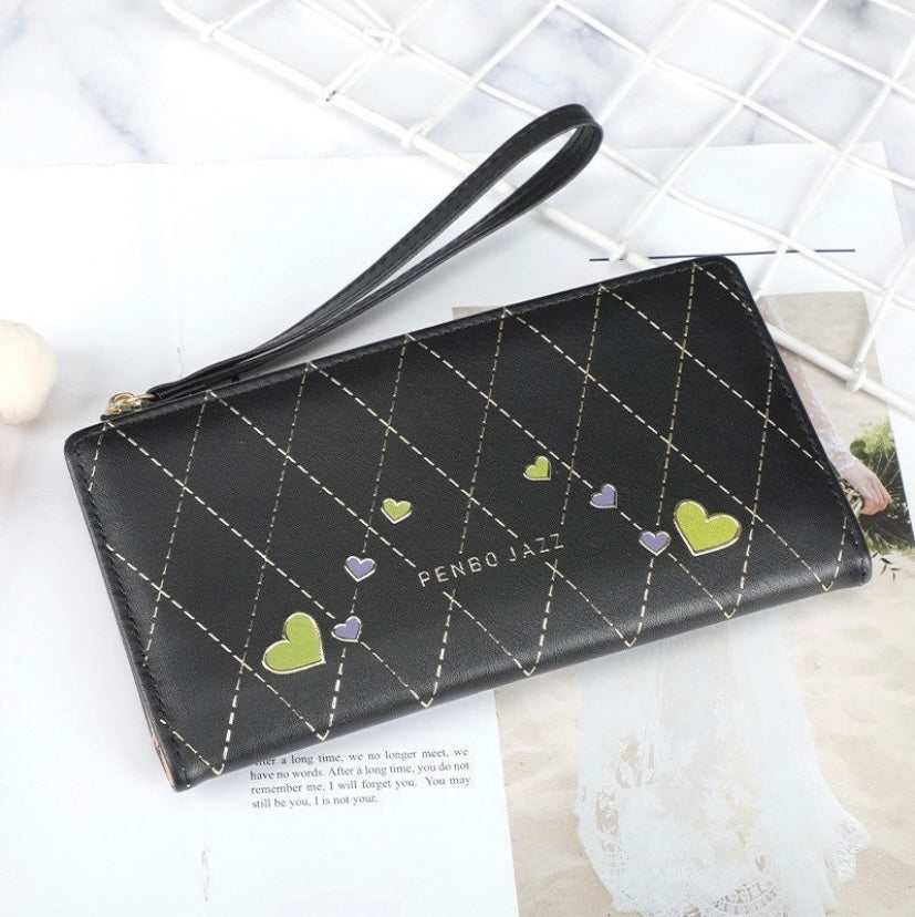 Wallet for Women,Fashion Snap Closure Zipper Wallet,Large Capacity Long Purse Credit Card Holder Clutch Wristlet