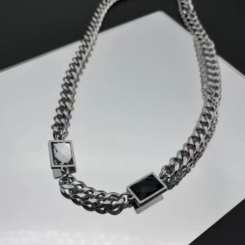 Titanium Steel Cuba Necklace for Men Women,Personality Punk Hip Hop Necklace