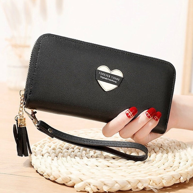 Wallet for Women,Fashion Leather Zipper Wallet,Large Capacity Long Waalet Credit Card Holder Clutch Wristlet