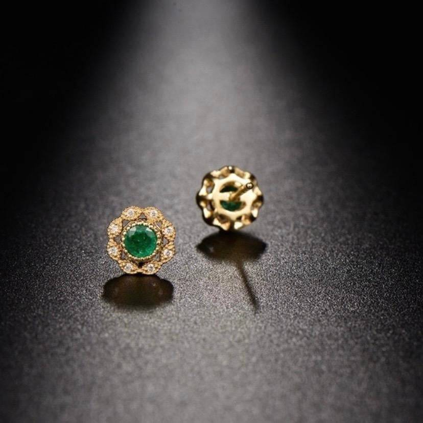 Green Crystal Stud Earrings for Women