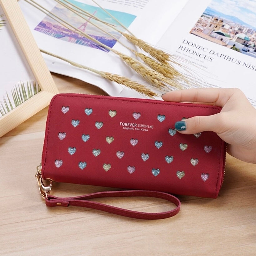 Wallet for Women,Leather Zipper Wallet,Large Capacity Long Wallet Credit Card Coin Purse Clutch Wristlet