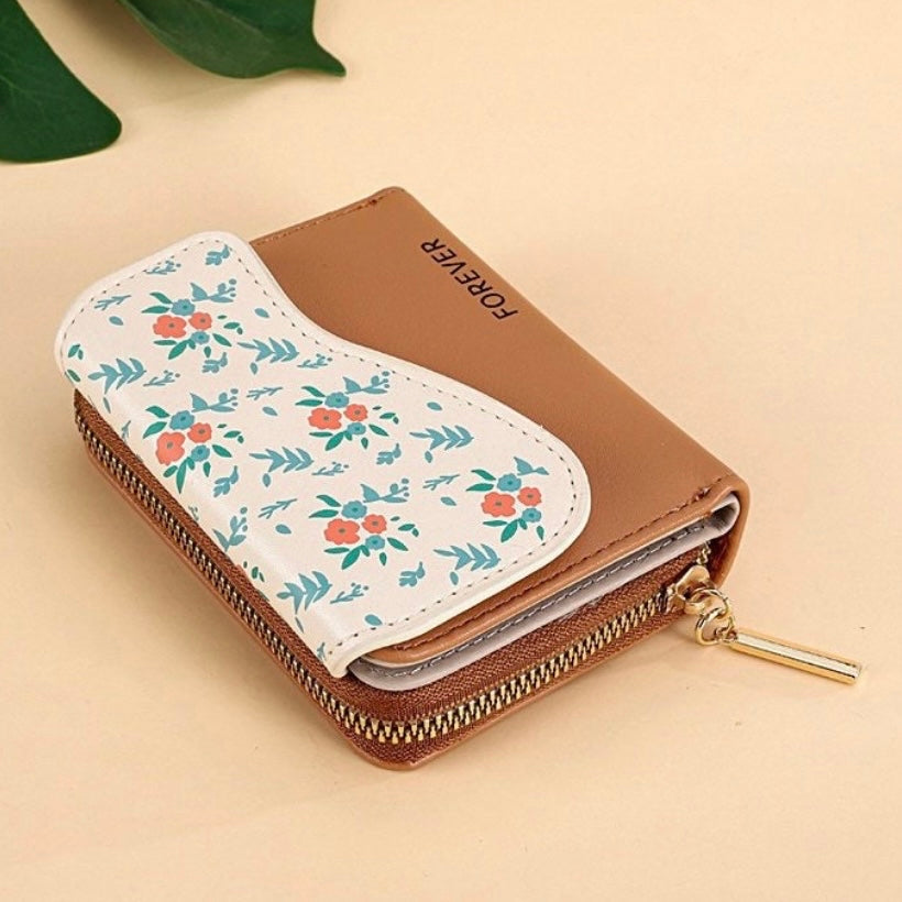 Short Wallet for Women,Snap Closure Trifold Wallet,Credit Card Holder Coin Purse with ID Window