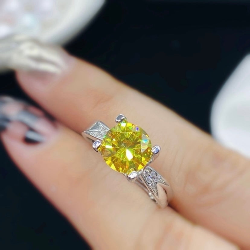 18K White Gold Plated Adjustable Birthstone Yellow Crystal Citrine Ring