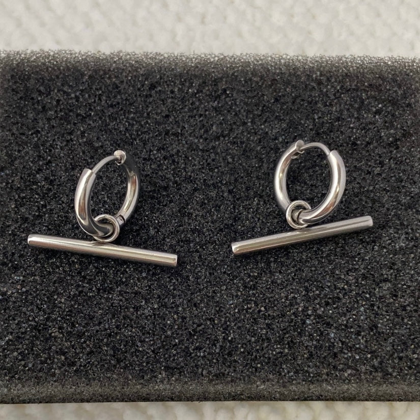 Titanium Steel Dangle Drop Earrings for Men Women