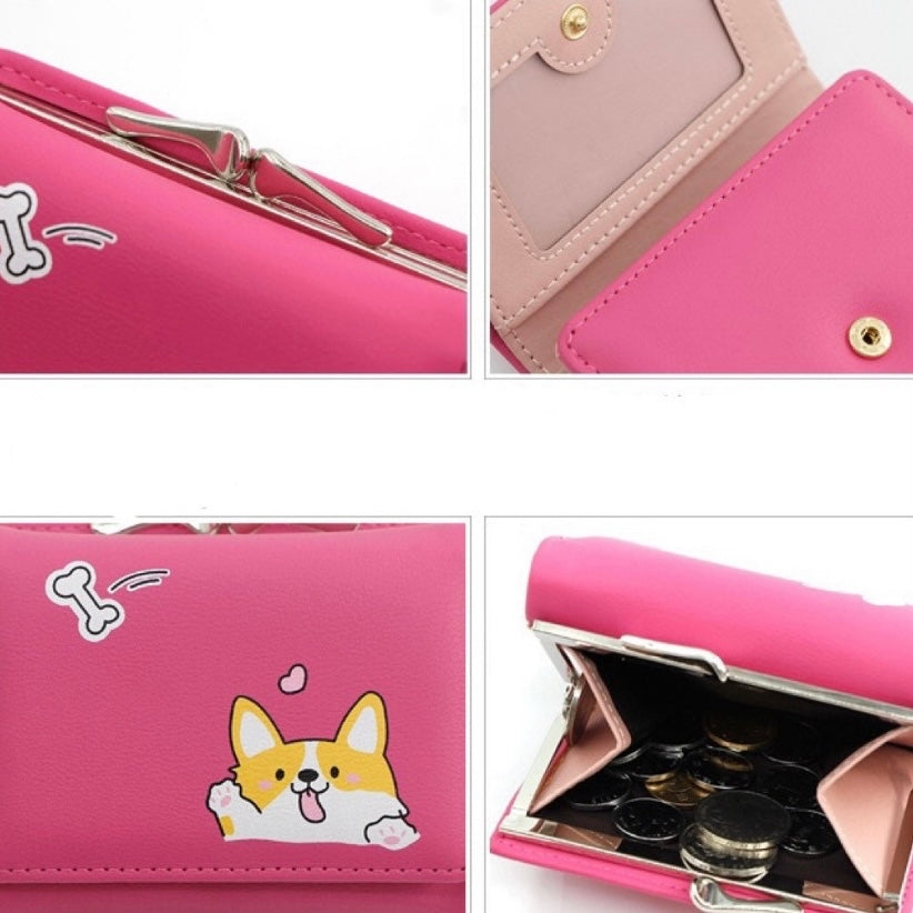 Wallet for Women,Fashion Snap Closure Trifold Wallet for Girls,Kiss-lock Clutch Credit Cards Holder Coin Purse with ID Window