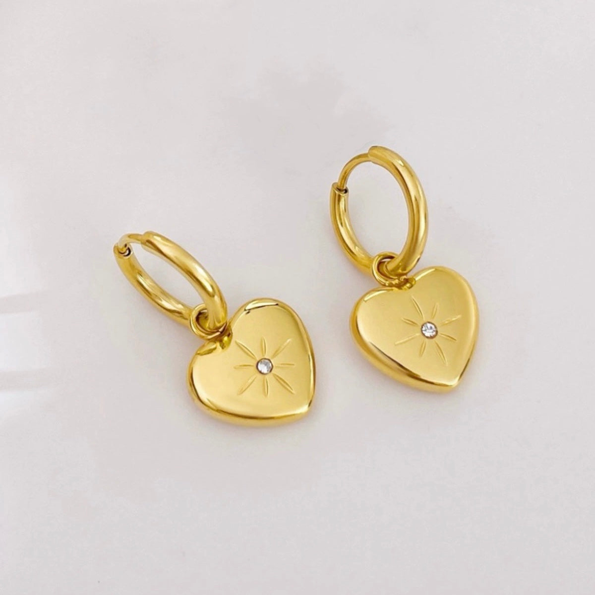 Love Heart Dangle Drop Earrings for Women 2 in 1 Design Fashion Elegant Style