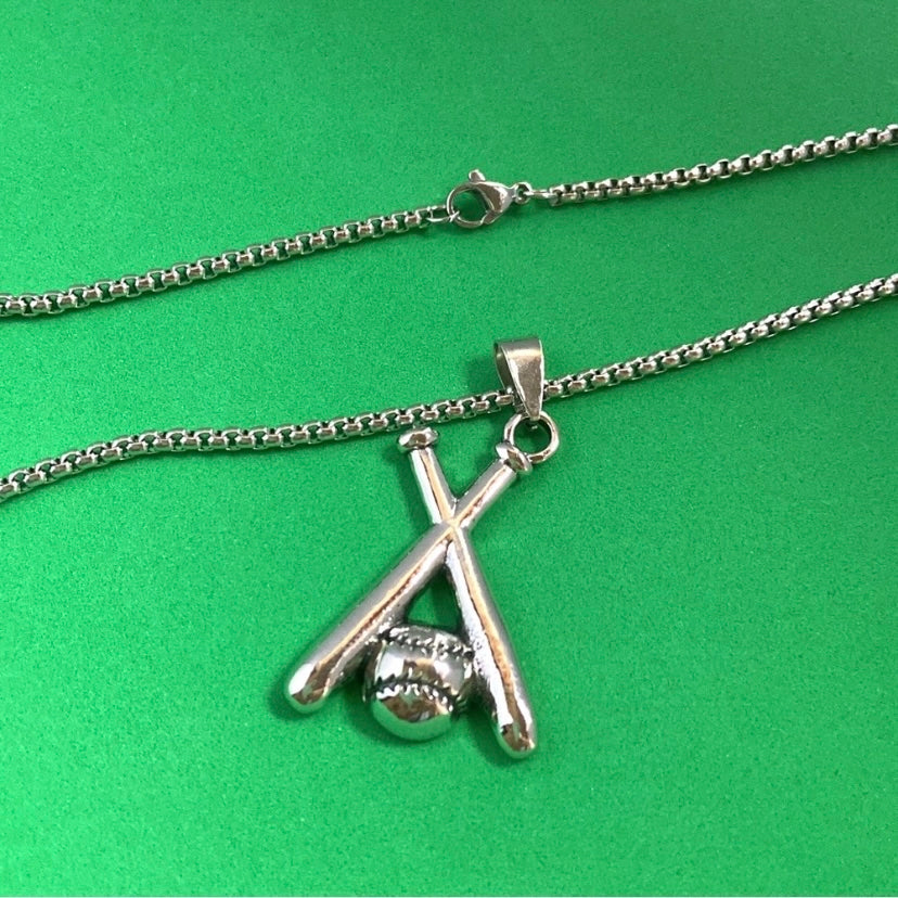 Titanium Steel Baseball Pendant Necklace for Men Women