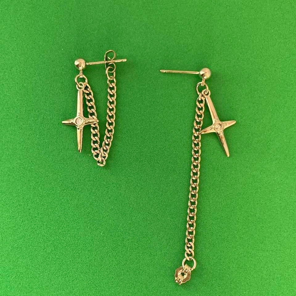 925 Silver Plated Cross Star Dangle Drop Earrings for Men Women