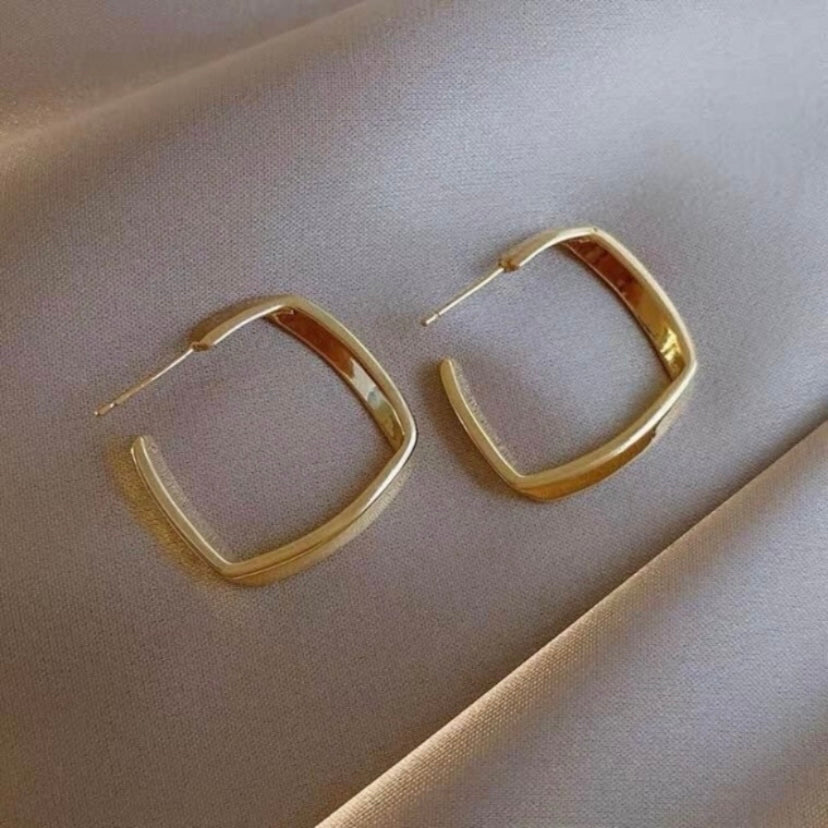 18K Gold Plated Geometric Open Drop Earrings for Women