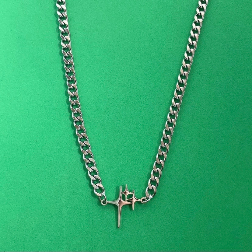 Titanium Steel Star Pendant Necklace for Men Women,Unisex Punk Hip Hop Necklace