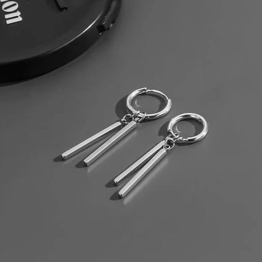 Titanium Steel Dangle Drop Earrings for Men Women