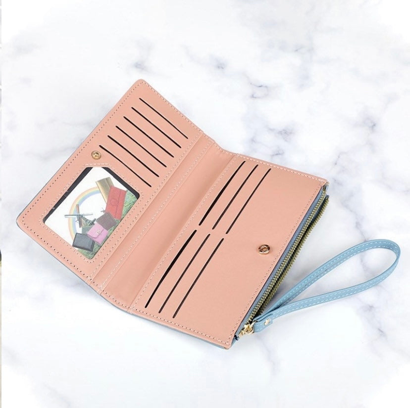 Wallet for Women,Fashion Snap Closure Zipper Wallet,Large Capacity Long Purse Credit Card Holder Clutch Wristlet