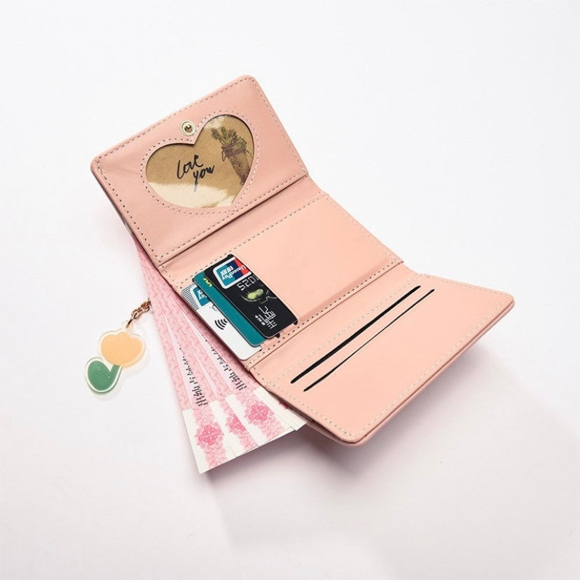 Wallet for Women Girls,Trifold Snap Closure Short Wallet,Credit Card Holder with ID Window