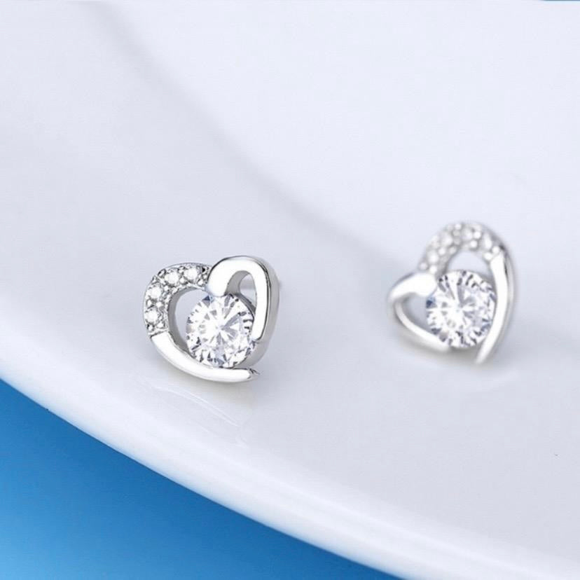 CZ Cubic Zirconia Love Heart Stud Earrings for Women