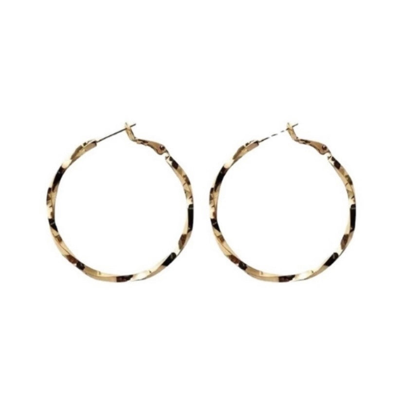 18K Gold Plated Twist Gold Hoop Earrings for Women