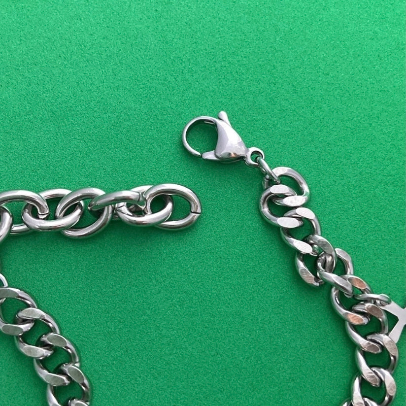Titanium Steel Link Chain Cross Charm Bracelet for Men,Unisex Hip Hop Bracelet
