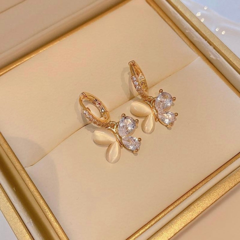 Women's Crystal Butterfly Drop Dangle Earrings