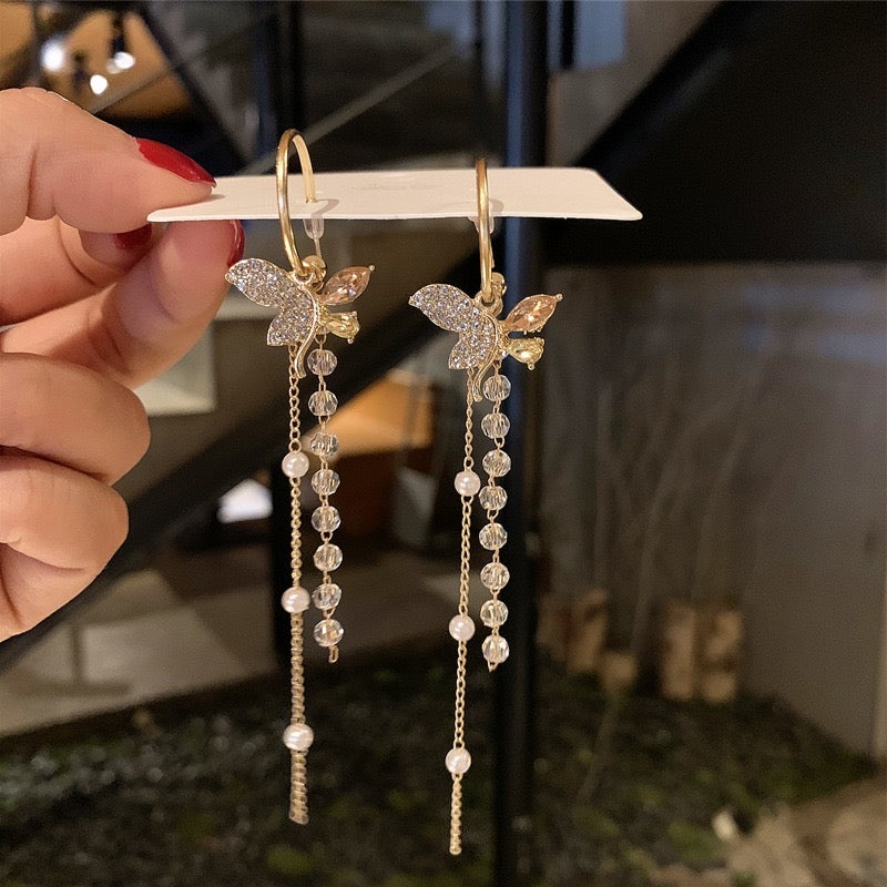 Elegant Butterfly Long Tassel Dangle Drop Earrings for Women