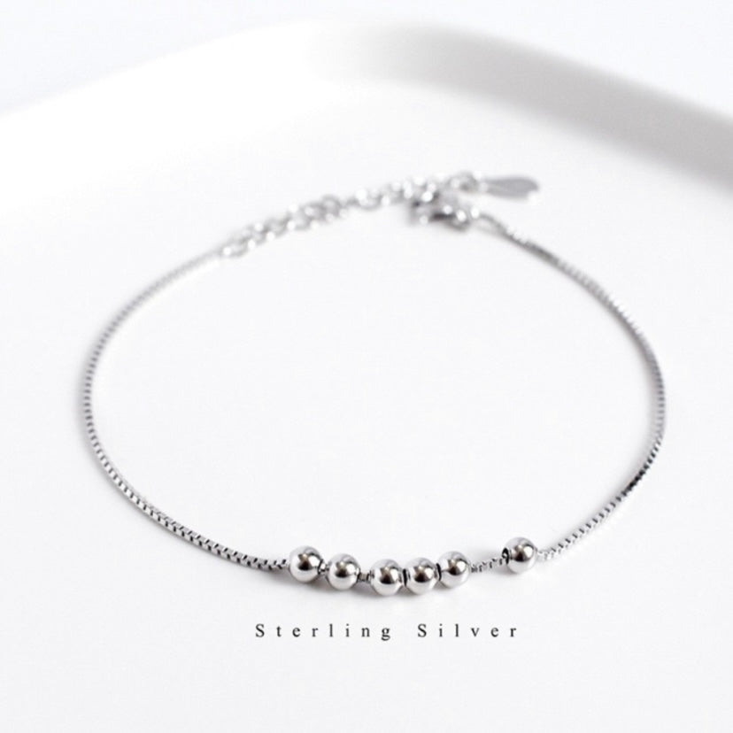 S925 Sterling Silver Bead Charm Bracelet for Women