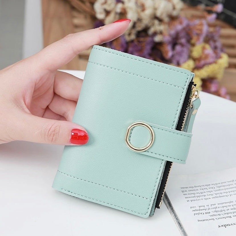 Wallet for Women,Bifold Snap Closure Zipper Short Wallet,Credit Card Holder Coin Purse with ID Window