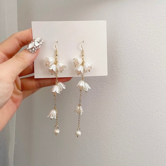 Elegant Flower Long Dangle Drop Earrings for Women