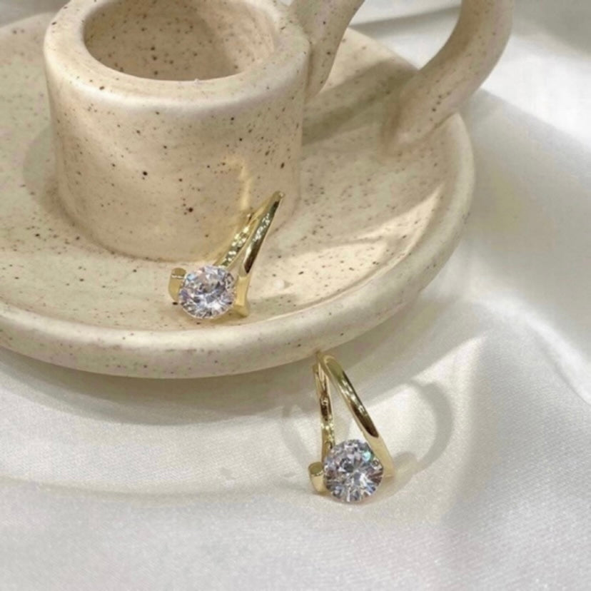 18K Gold Plated CZ Diamond Hoop Earrings for Women