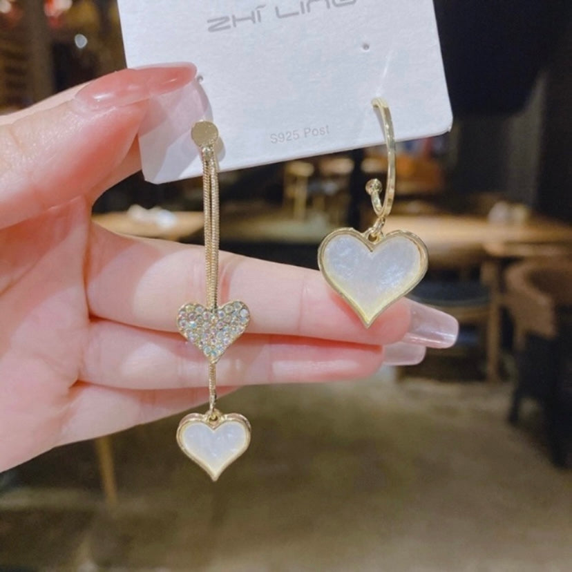 Asymmetric Love Heart Dangle Drop Earrings for Women