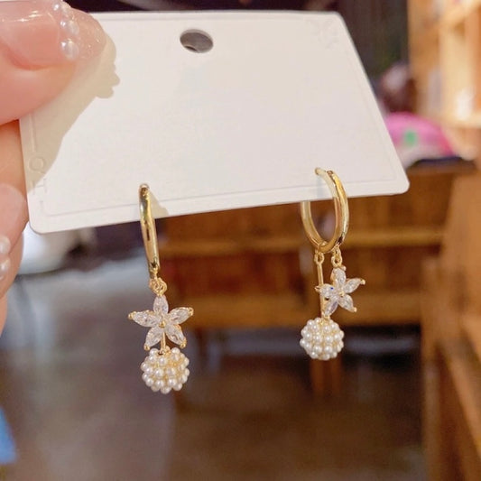 18K Gold Plated Flower Dangle Drop Earrings for Women,Flower Earrings