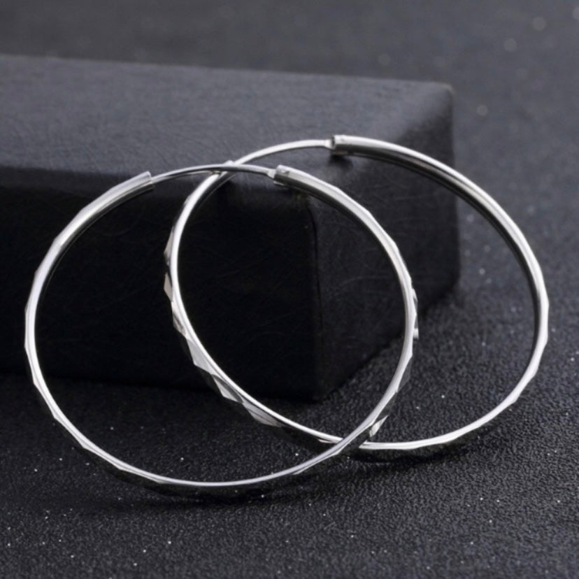 925 Silver Plated Silver Hoop Earrings for Women