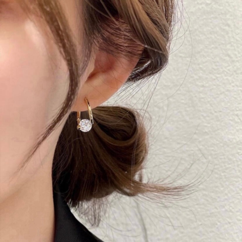 18K Gold Plated CZ Diamond Hoop Earrings for Women