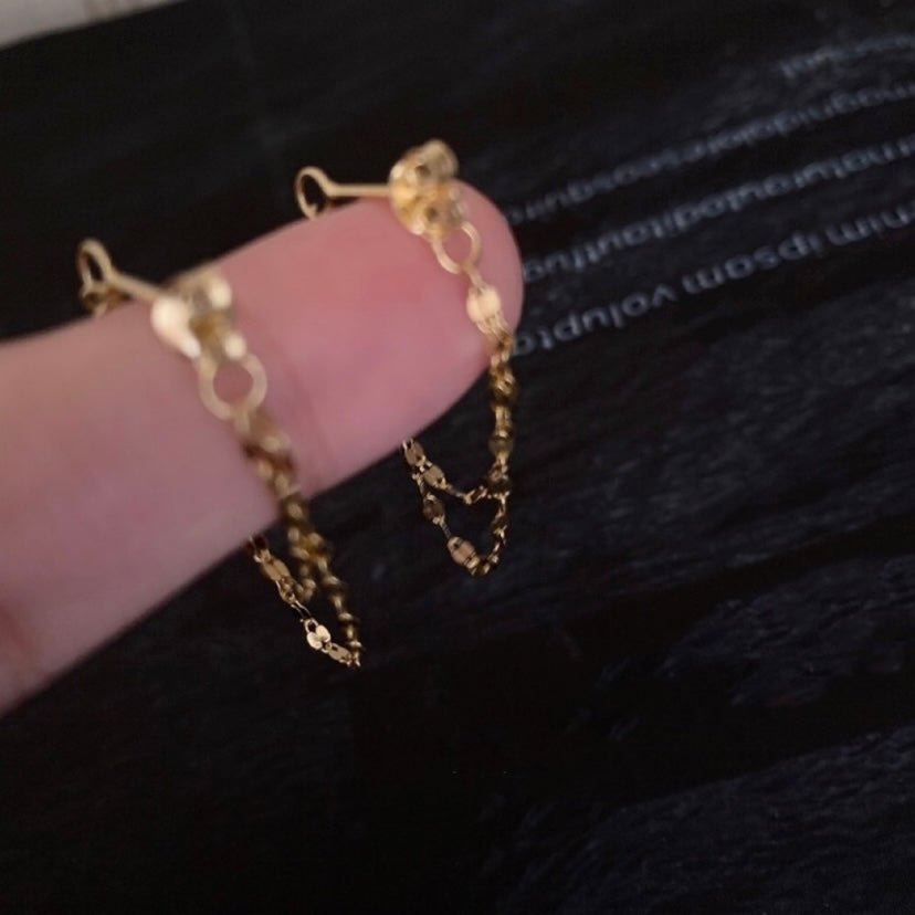 18K Gold Plated Gold Chain Tassel Dangle Drop Earrings for Women
