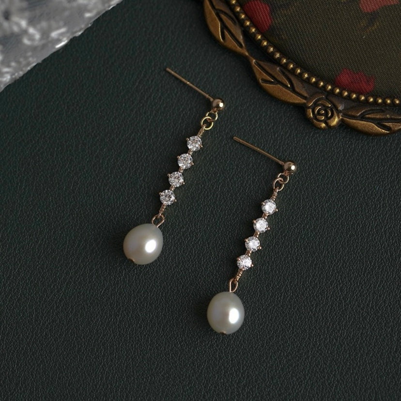 Elegant White Pearl Dangle Drop Earrings for Women