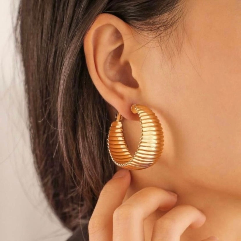 18K Gold Plated Chunky Hoop Earrings for Women