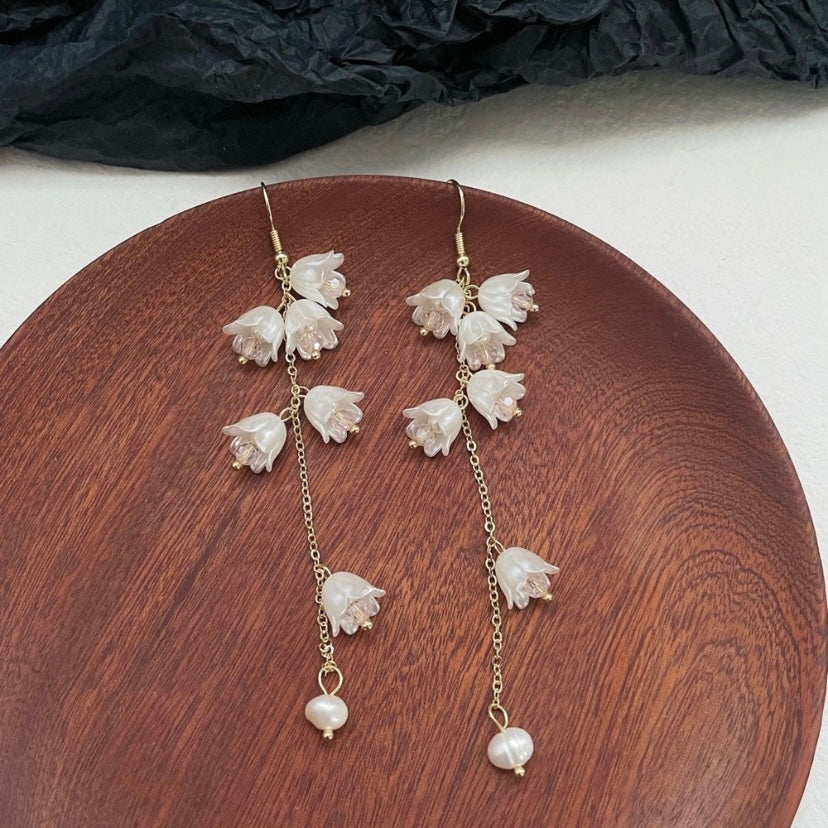 Elegant Flower Long Dangle Drop Earrings for Women