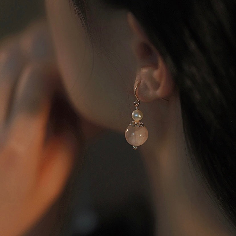 18K Gold Plated Crystal Agate Dangle Drop Earrings for Women