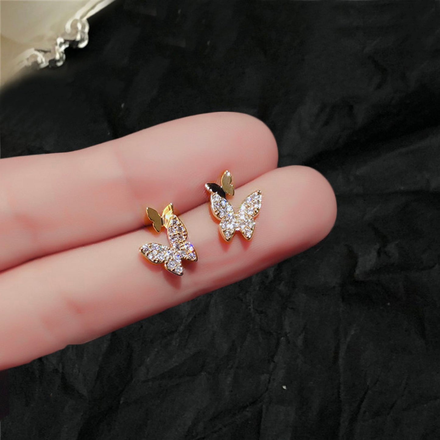 Cute Mini Gold Butterfly Stud Earrings for Women
